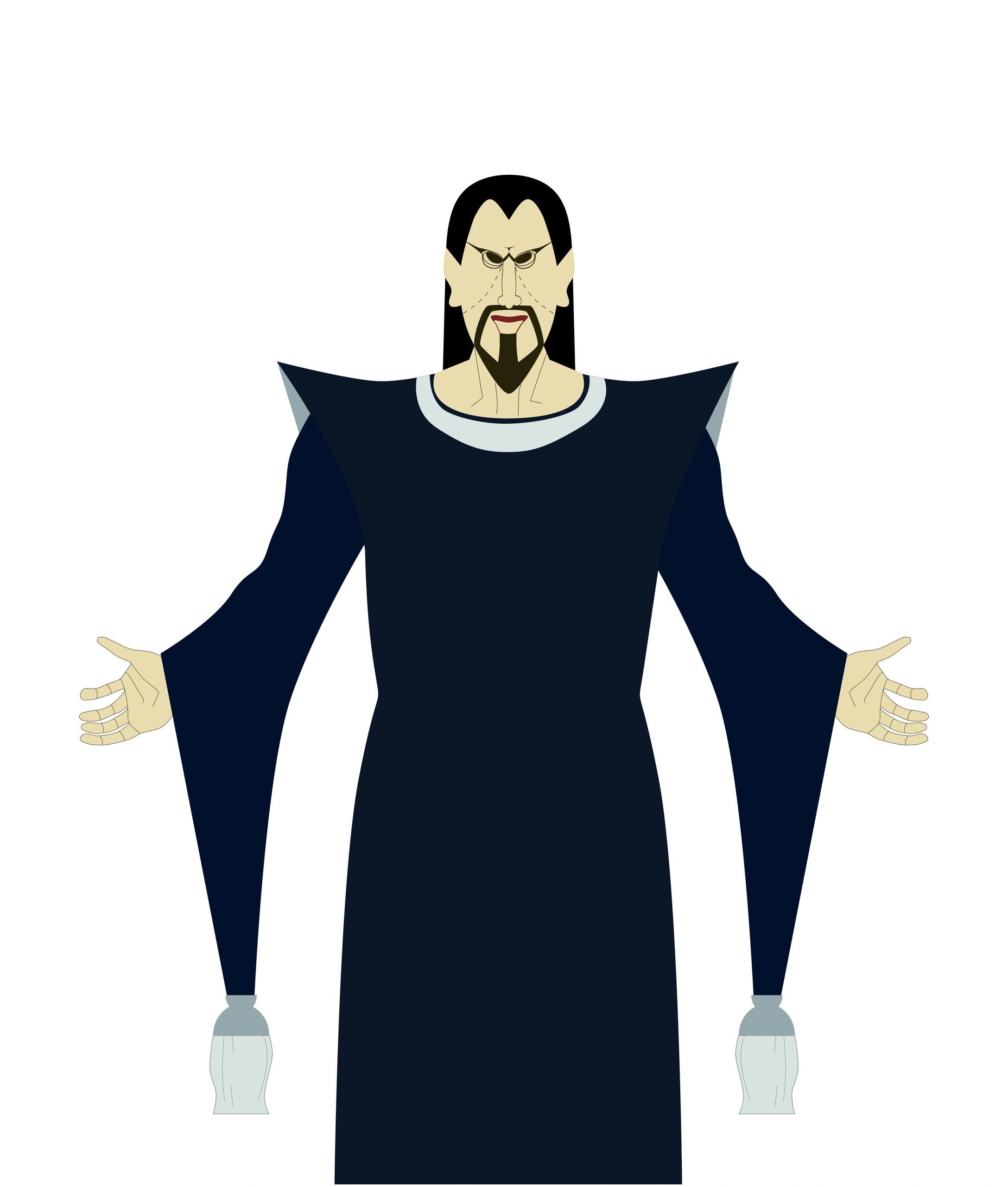 Illustrated village magician character portrait with a cozy mystery feel