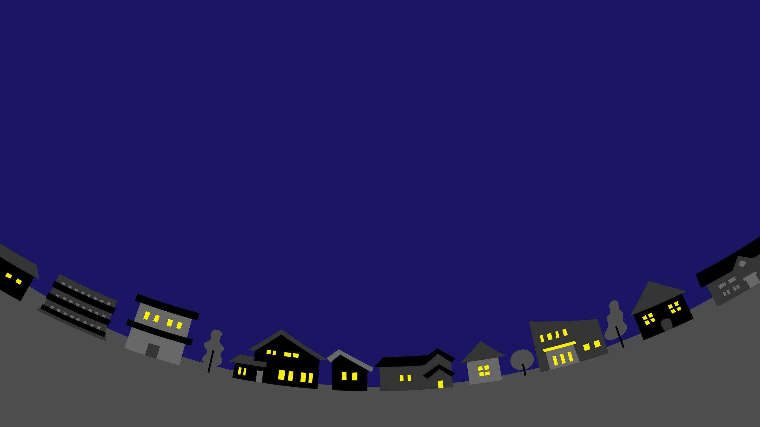 Night village illustration with glowing windows