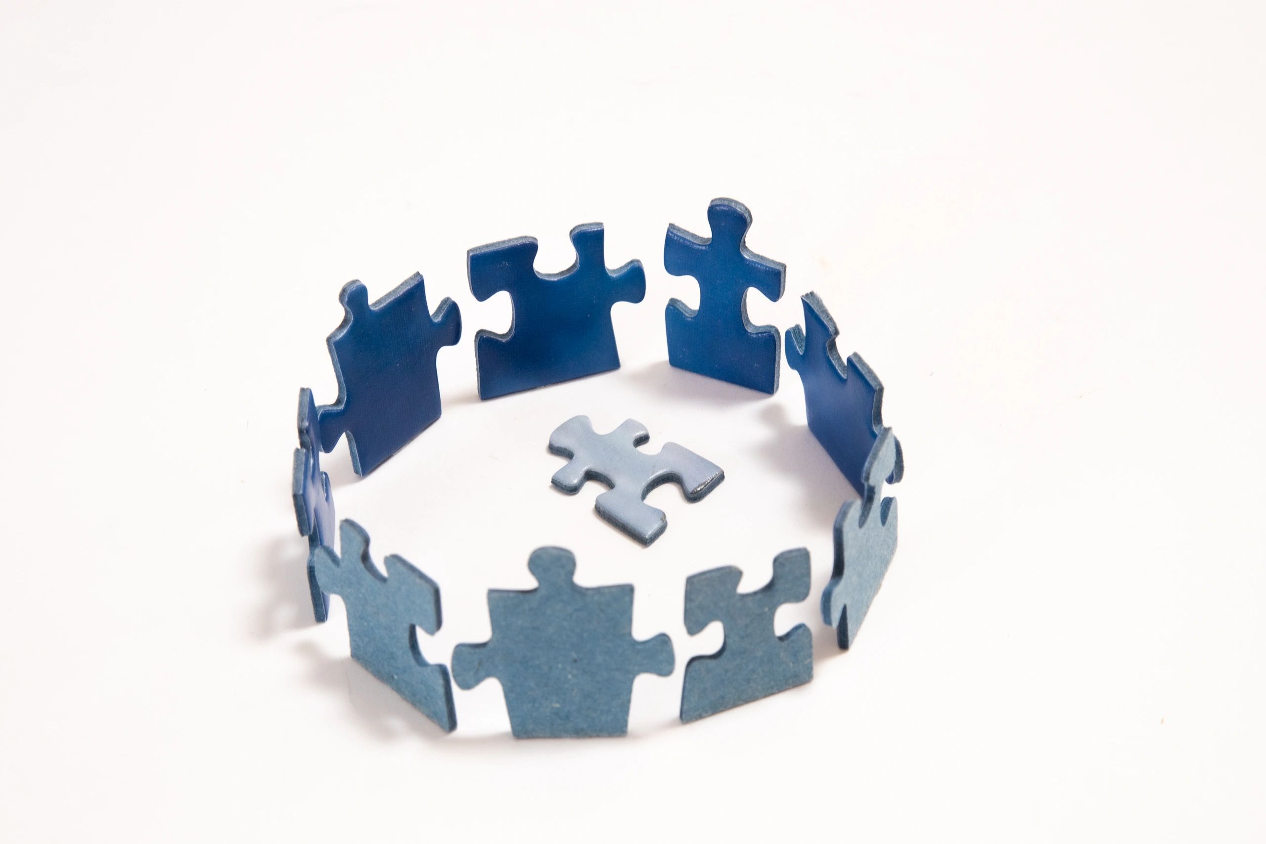 Holiday puzzle pieces on a table